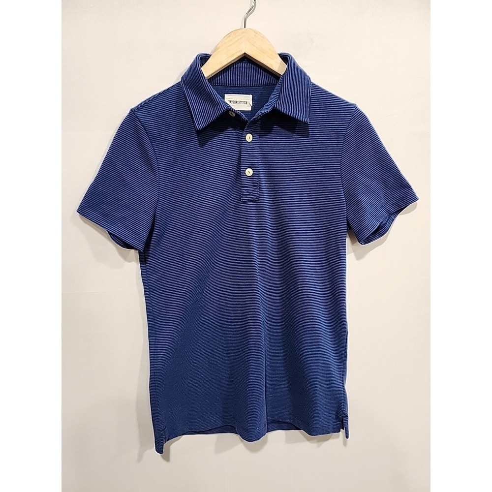 Taylor Stitch Shirt Mens 36 Blue Striped Short Sleeve Button-up Cotton‎ Blend
